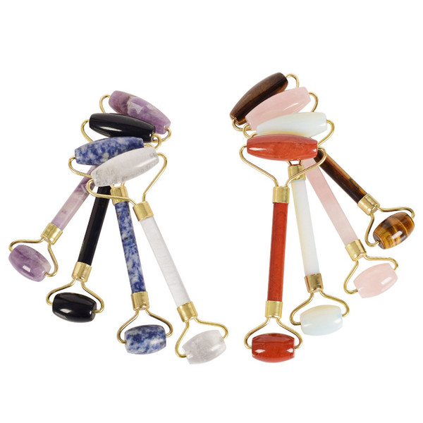 10pcs DHL Wholesale natural stone Facial Massage Roller Practical Jade Face Anti Wrinkle Body Head Portable Beauty Health Care Tools
