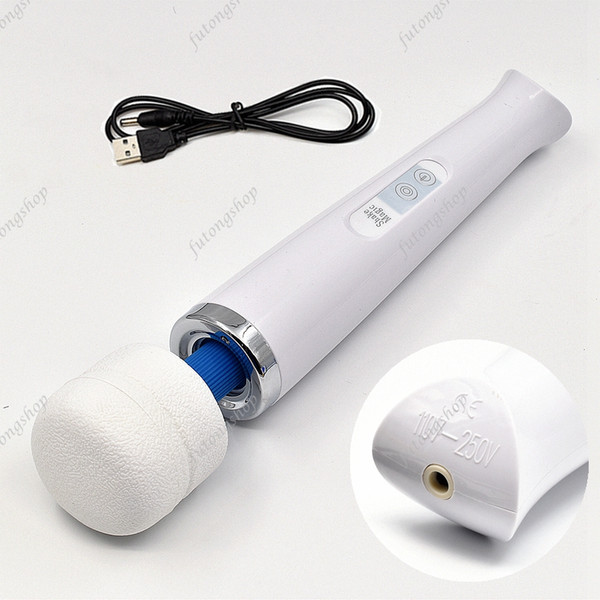 30 Speeds Cordless Magic Wand Massager Rechargeable White Muscle Relax Vibrator