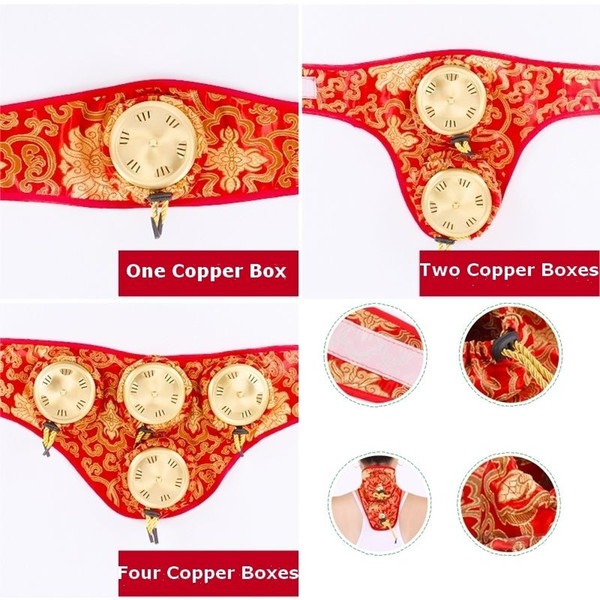 Hot Chinese portable whole body massager Neck Silk Pad Belt Bandage Neck Moxibustion Therapy Copper Box
