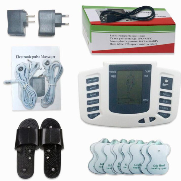 Wholesale Electrical Stimulator Full Body Relax Muscle Digital Massager Pulse TENS Acupuncture with Therapy Slipper 16 Pcs Electrode Pads