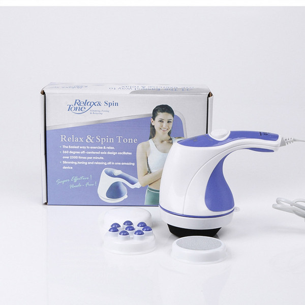 Relax Tone Spin Body Massager With 5 Headers Relax Spin Tone Slimming Lose Weight Burn Fat Full Body Massage Device 24pcs/lot DHL