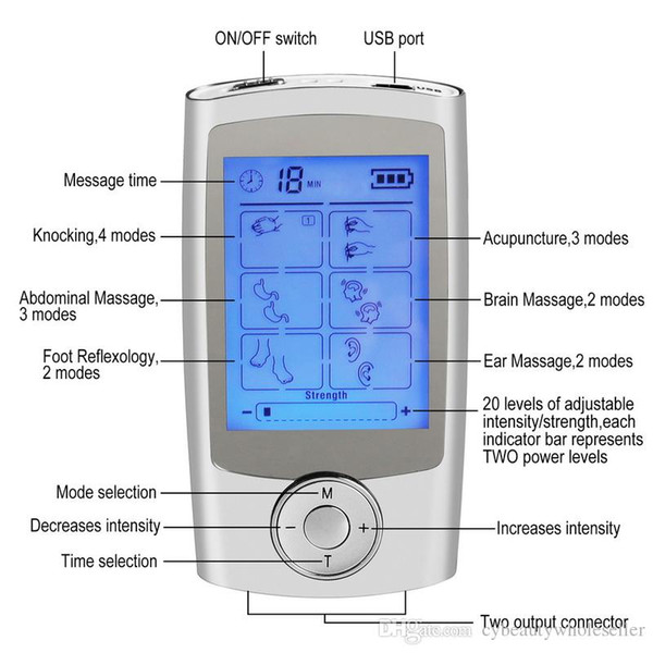 16 modes Health Care Body Massager Dual Tens Machine Digital Electrical Therapy Acupuncture Massageador Stimulator Device