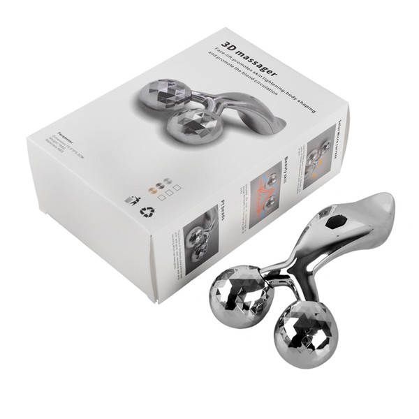 3D Roller Massager 360 Rotate Silver Thin Face Full Body Shape Massager Lifting Wrinkle Remover Facial Massage Relaxation Tool New