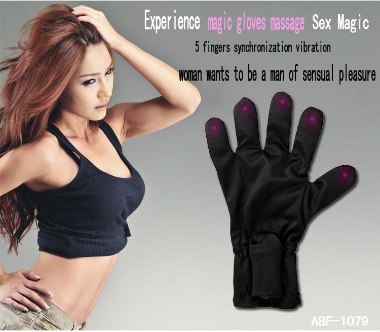 5 finger adult vibrating massage waterproof gloves,Sex toys for female,black right hand, shock magic massage gloves