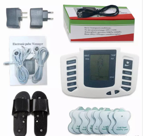 Electrical Stimulator Full Body Relax Muscle Digital Massager Pulse TENS Acupuncture with Therapy Slipper 16 Pcs Electrode Pads FREE SHIPPIN