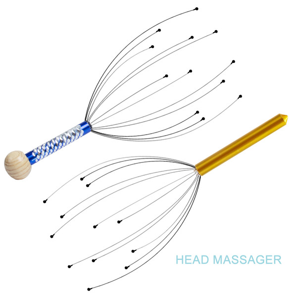 Head Massager Handheld Scalp Massager Scratcher Tingler Stress Reliever Tool Set for Scalp Stimulation and Relaxation(Blue + Gold)