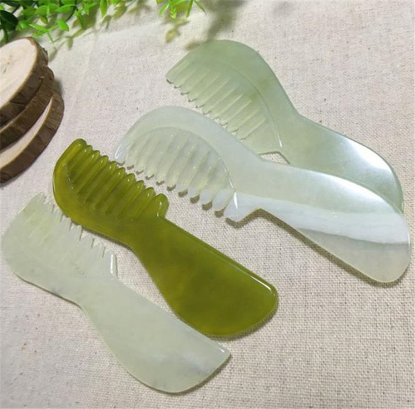 Natural Jade Massage Hairbrush Head Massager Combing meridians hair protection prevent trichomadesis