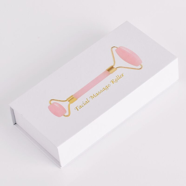 Crystal Rose Quartz Jade Roller Welded Pink Quartz Facial Relaxation Face Eye Tool Powder Massager with Box