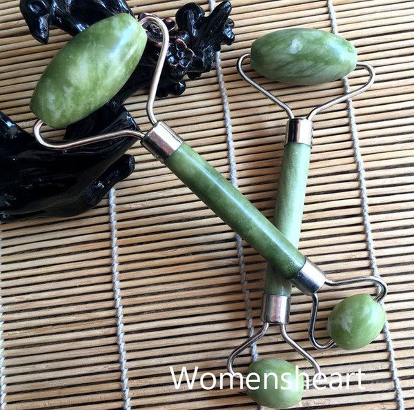 High-quality Natural Jade Roller Massage Two Colours of Metal the Face Natural Jade Face Lift Massage Jade Beauty Tools epacket