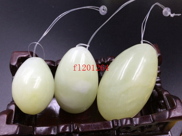 Free shipping Drilled natural jade eggs massage 3pcs/set yoni eggs For Face Body Massage kegel exercise