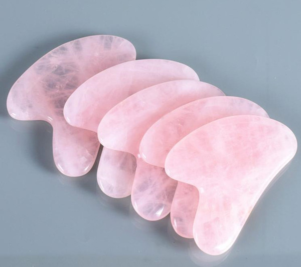 Natural Rose Quartz Gua Sha Board Pink Jade Stone Body Facial Eye Scraping Plate Acupuncture Massage Relaxation Health Care