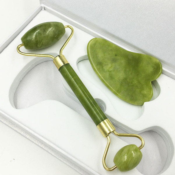 Natural Jade Gua Sha Board Roller Facial Face Neck Slimming Massager Rejuvenates welded weld metal jade massager r03