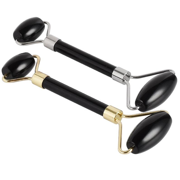 Double Head Facial Massage Roller Black Obsidian Crystal Jade Stone Roller Face Beauty Health Care LX2287