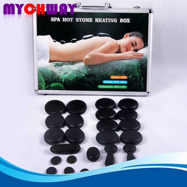 Rheumatic Arthritic Relief Hot Stone Massage 28pc Set Massage Stones Prof Travel Set For Personal Use