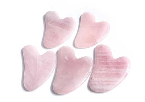 Natural Rose Quartz Gua Sha Board Pink Jade Stone Body Facial Eye Scraping Plate Acupuncture Massage Relaxation Health Care 10pcs