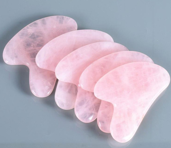 Natural Rose Quartz Gua Sha Board Pink Jade Stone Body Facial Eye Scraping Plate Acupuncture Massage Relaxation Health Care DHL Free