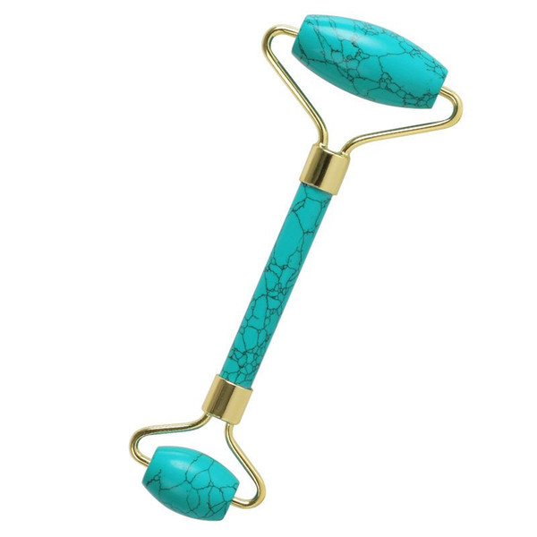 New Arrival Turquoise Jade Roller Double Size Natural Jade Face Roller Slimming Stone Massager Roller Face Lift Tool Anti Cellulite