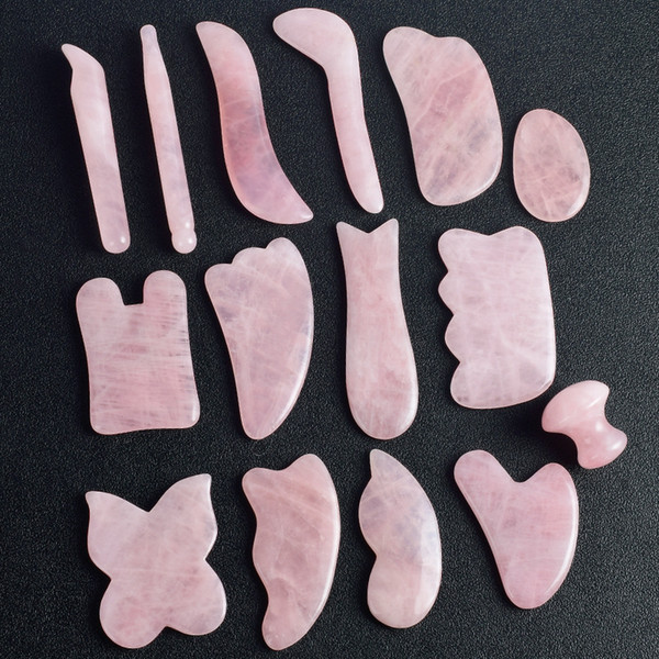 Natural Stone Rose Quartz Face Massager Care Tools SPA Acupuncture Scraping Pad Neck Back Head Health Body Massage & Relaxation