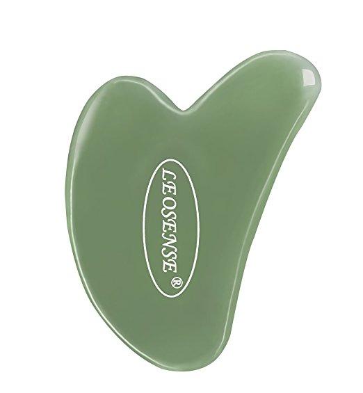 Leosense Gua Sha Scraping Massage Tool,Super Smooth Heavy Jade Stone,Hand Made Great Guasha Tool(Heart)