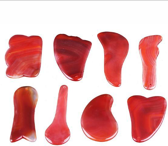 Natural red agate scraping board facial scraping tablet beauty jade massager