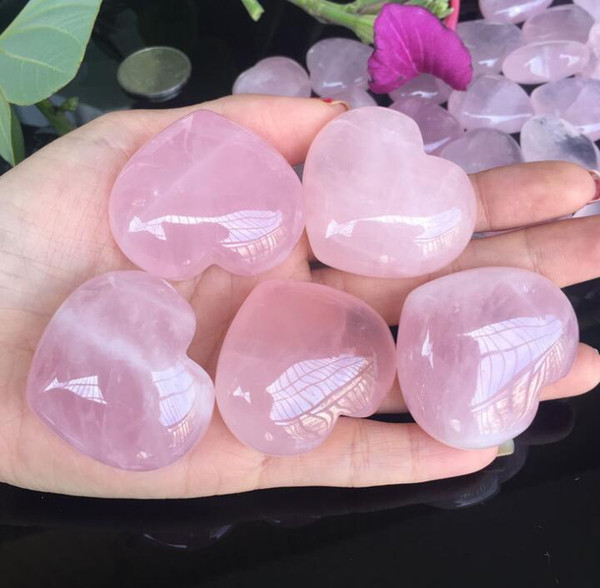 Natural Rose Quartz Heart Shaped Pink Crystal Carved Palm Love Healing Gemstone Lover Gift Stone Crystal Heart Gems