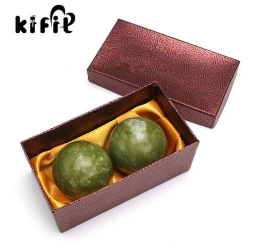 KIFIT 2pcs Chinese Health Exercise Stress Natural Jade Stone BAODING Balls Relaxation Relief Therapy Hand Care Tool