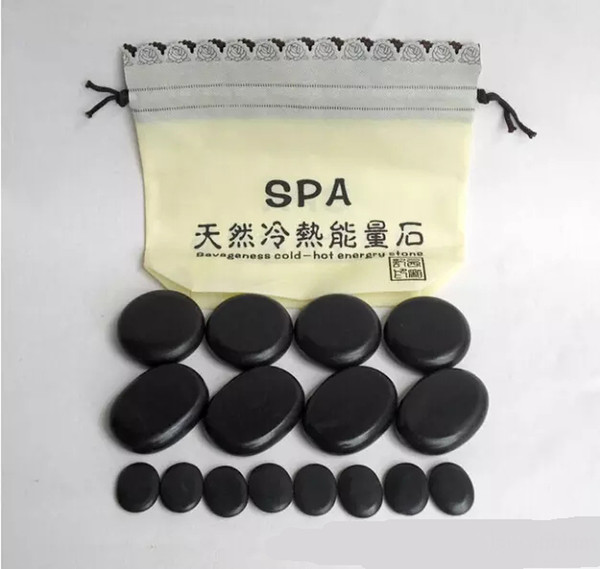 Hot massage stones massage natural energy massage stone set hot spa rock basalt stone 16pcs with Free Shipping