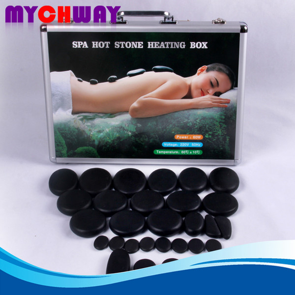 Circulation Improvement Back Pain Treatment Hot Stone Massage 28pc Set Massage Stones Prof Travel Set For Personal Use