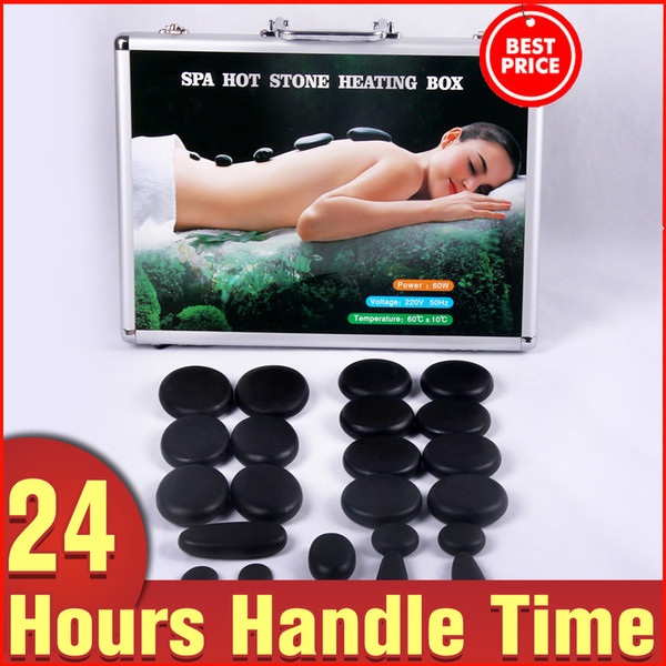 Black 28 PCS Hot Stone Massage Basalt Rocks Natural Energy Massage Stone Set Hot Spa Rock Basalt Stone For Massage Relaxation