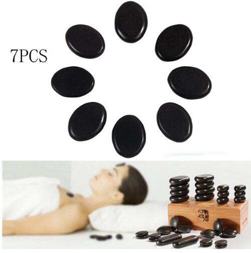 7pcs /set Massage Hot Stones Massage Lava Natural Stone Set Hot Spa Rock Basalt Stone Free Shipping