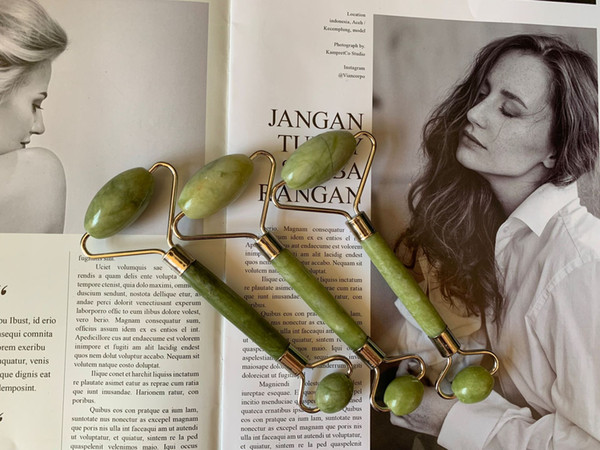 Roller for Face Gua Sha Facial Massager Beauty Skin Care Tools 100% Real Jade Stone for Anti Aging and Skin Rejuvenate Scraping for Body