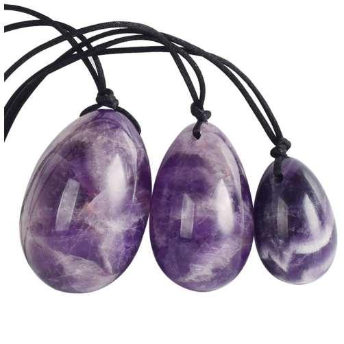 Drilled Natural Amethyst Yoni Egg Pelvic Kegel Exercise Jade Egg Tightening Vaginal Muscle crystal ball massage stone