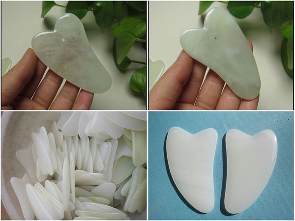 2pcs Pure natural white jade Afghanistan triangle scraping plate jade meridian muscle acupoint massage stone special fork angle