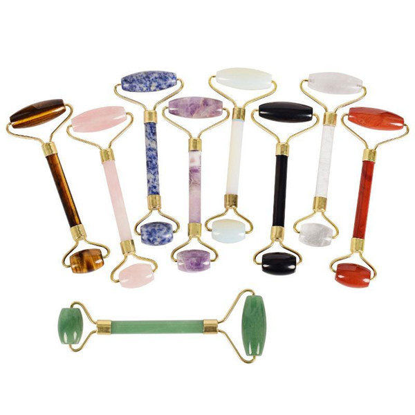 Wholesale natural stone Facial Massage Roller Practical Jade Face Anti Wrinkle Body Head Portable Beauty Health Care Tools