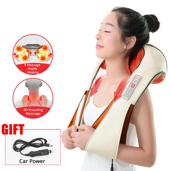 Fast Ship Home Car Electric Heating Back Massaging Neck Massager Pillows Cape Shiatsu Infrared Kneading Therapy Ache Shoulder Relax