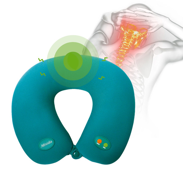 High quality neck massager U shape electric pillow massager relax muscle adjustable neck massager pillow green and dark blue