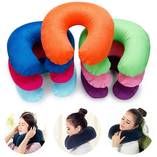 Inflatable U Shape Pillow Airplane Travel inflatable Neck Pillow Travel Accessories Comfortable Pillows Sleep air cushion pillows FB067