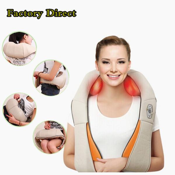 Hot Sale! Multifunction health care car home pillow massager acupuncture kneading heating neck shoulder massager anti cellulite