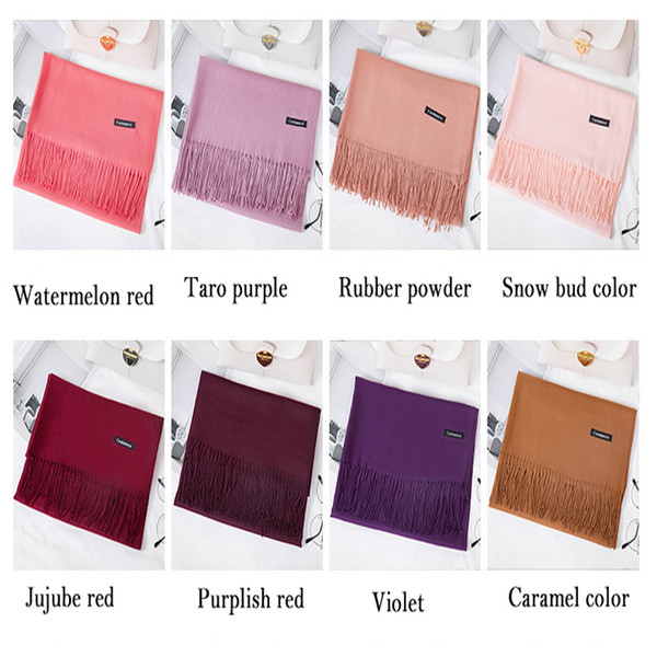 Autumn And Winter Cashmere Like Red Twill Scarf Brush Pure Color Women Annual Meeting Thickened Liushu Bright Red