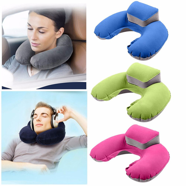 2018 Hot Sale Comfortable Air Blow Up Pillow Inflatable U Shape Pillow Cushion Soft Washable Neck Pillow for Travel