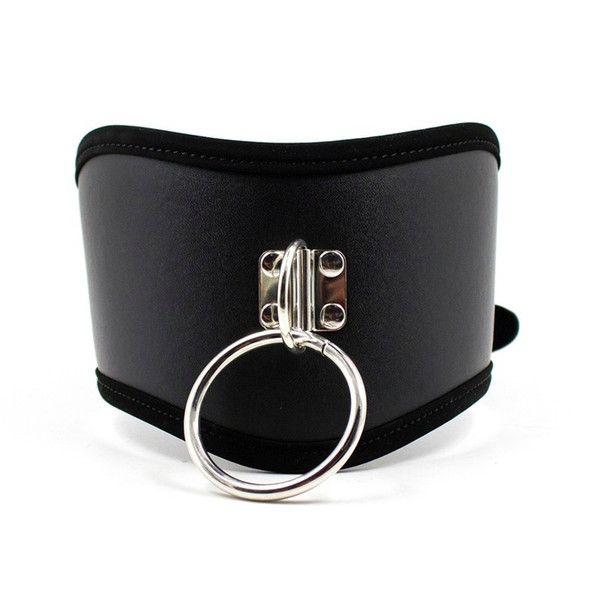 Black PU Leather Posture Neck Collar Bondage Restraint Belt Slave Fetish Bondage Neck Strap Harness Sex Toys For Couples