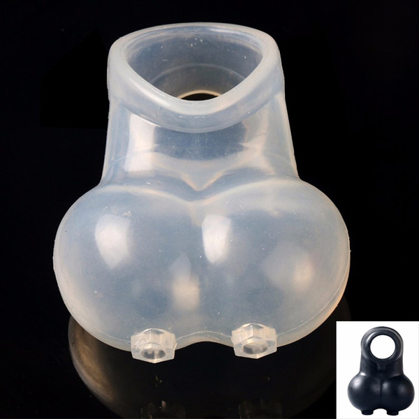 Super Soft Silicone Squeeze Cock Enhancer Chastity Cage Scrotum Pouch Adult Sex Product Time Delay Penis Ring Cock Ring Sex Toys