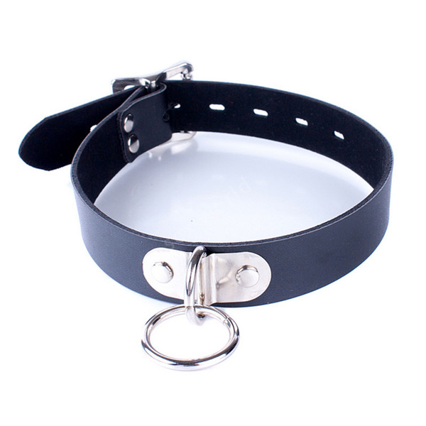 Classic Sexy Black PU Leather Neck Collar Necklace Erotic Chastity Fetish Choker Bondage Adult Games Sex Toys For Women