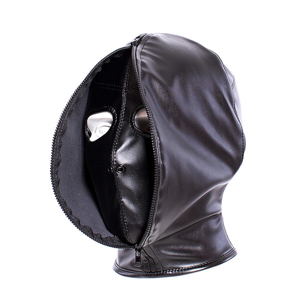 Double layer BDSM Bondage Hood Mask Zipper Closed Erotic Toys , Blackout Mask Blindfold,Sex Toys For Adult Games