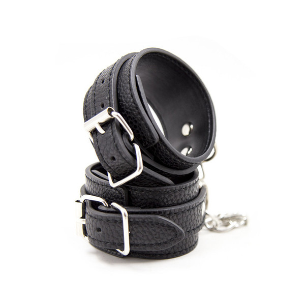 Black PU Leather Hand Cuffs Fetish Bondage Restraints Wrist Cuffs , Adults Sex Toys For Couples, Adult Games, Sex Products