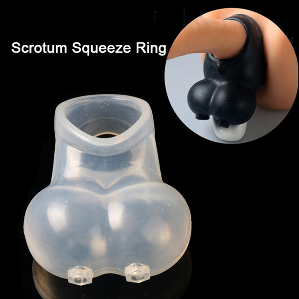 Male Scrotum Squeeze Ring Chastity Cage Sex Toys For Men Ball Stretcher Enhancer Penis Sleeve Scrotum Pouch Time Delay Cock Ring