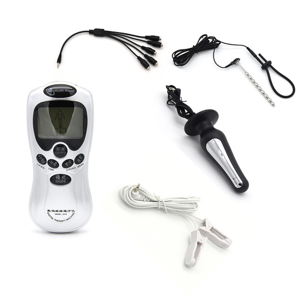 5 In 1 Cable Electro Shock Medical Themed Sex Toy Kit Electric Anal Plug Penis Catheter Sounds Nipple Clamps Massage Erotic Toys