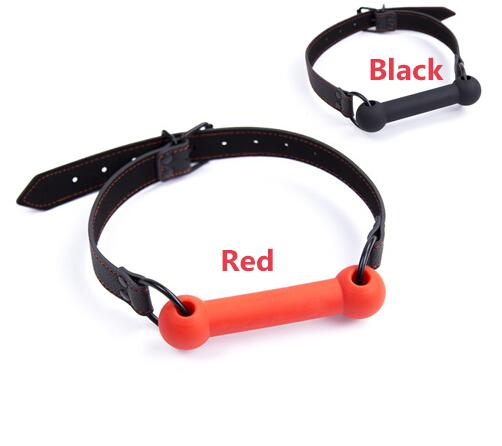 Oral Mouth Gag Black/Red BDSM Bite Silicone Dog Bone Gag Adult Restraint Mouth Plug Sex Toy Ball Gag For Adult Game