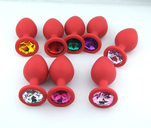 Wholesale10 pcs/lot Size Small Red Silicone Anal Plug Anal Sex Toys, Butt Plug Jewelry Insert Stopper Unisex Sex Products