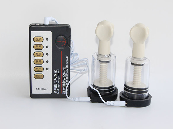 Electric Shock Accessory Vacuum Breast Enhancer Clitoris /Electro Shock Nipple Sucker Twist Pump Massager Nipple Clamps Sex Toys